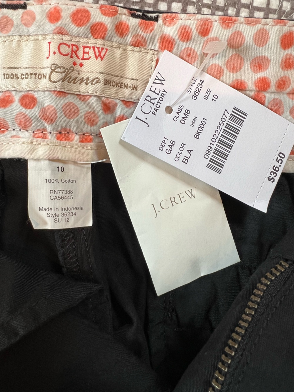NWT JCrew Factory Buttery Twill Chino shorts in Black, Size 10 - Picture 5 of 7